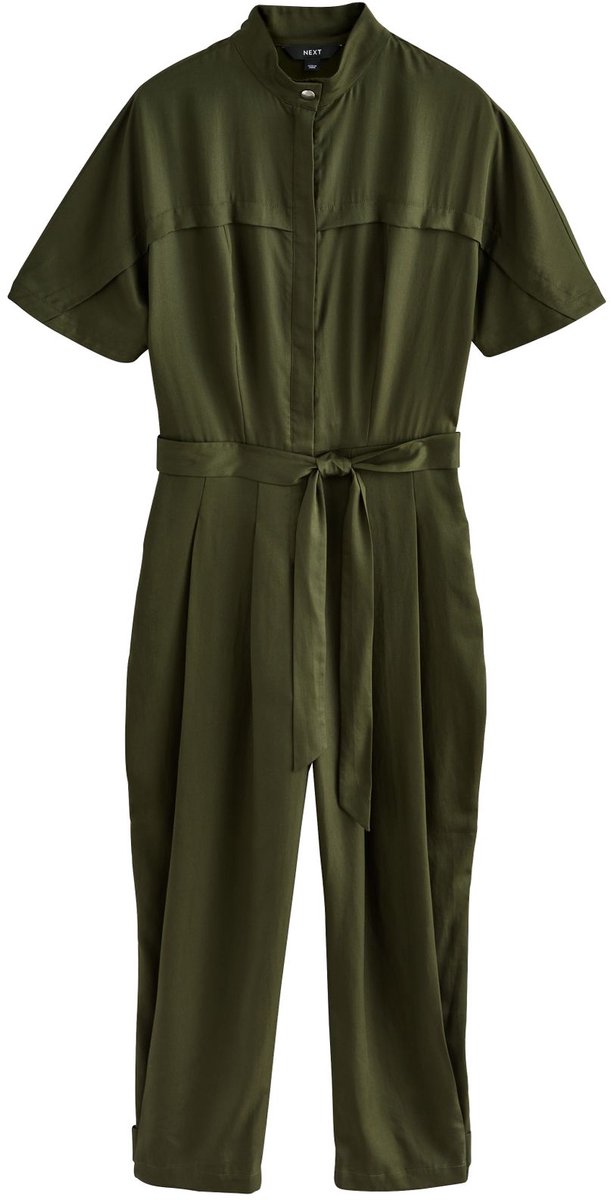 Next - Dames - Petite jumpsuit met trechterkraag en korte mouwen - Petite - Groen