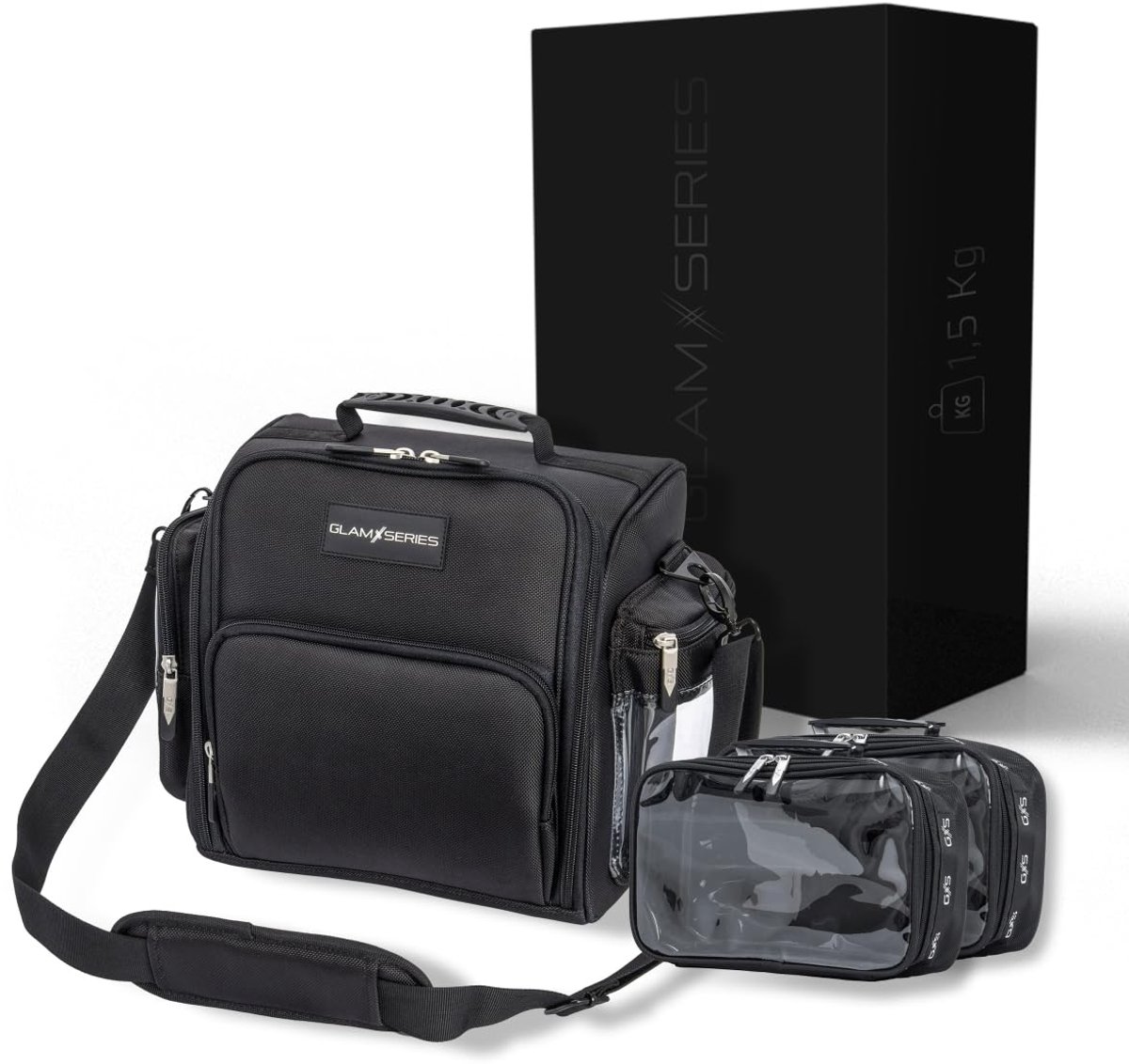 SnelShoppen - GlamSeries GlamTraveler Make-up Tas, Visagietas met 3 Pouches, Multifunctionele Toilettas voor Make-up Artists en Kappers, Ideaal voor R
