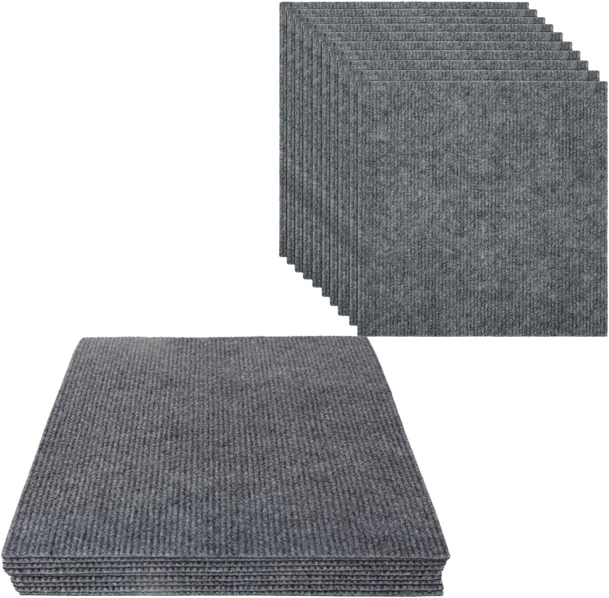 Set van 10 Zelfklevende Tapijttegels 30 x 30 cm, Antislip, Lichtgrijs, Wasbaar, Slijtvast, Ideaal voor Thuis en Kantoor, Comfortabele Vloerbedekking