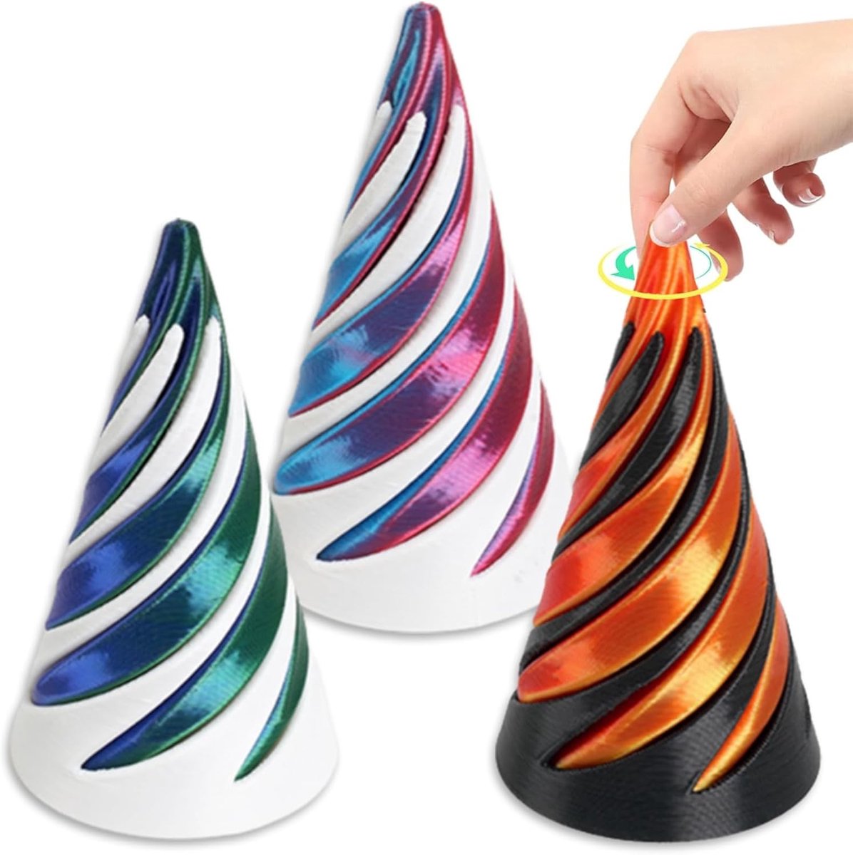 3D Geprinte Spiraal Kegel Fidget Speelgoed, Anti-Stress Speelgoed voor Volwassenen en Kinderen, Decoratie voor Op Tafel en Stressvermindering