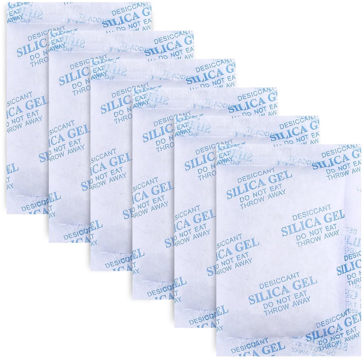 Moisture Absorber met 6 Verpakkingen van 50 g, Herbruikbare Silica Gel Droogzak voor Badkamer, Kledingkast en Schoenen, Ideaal voor Opslag van Leer en Voorwerpen