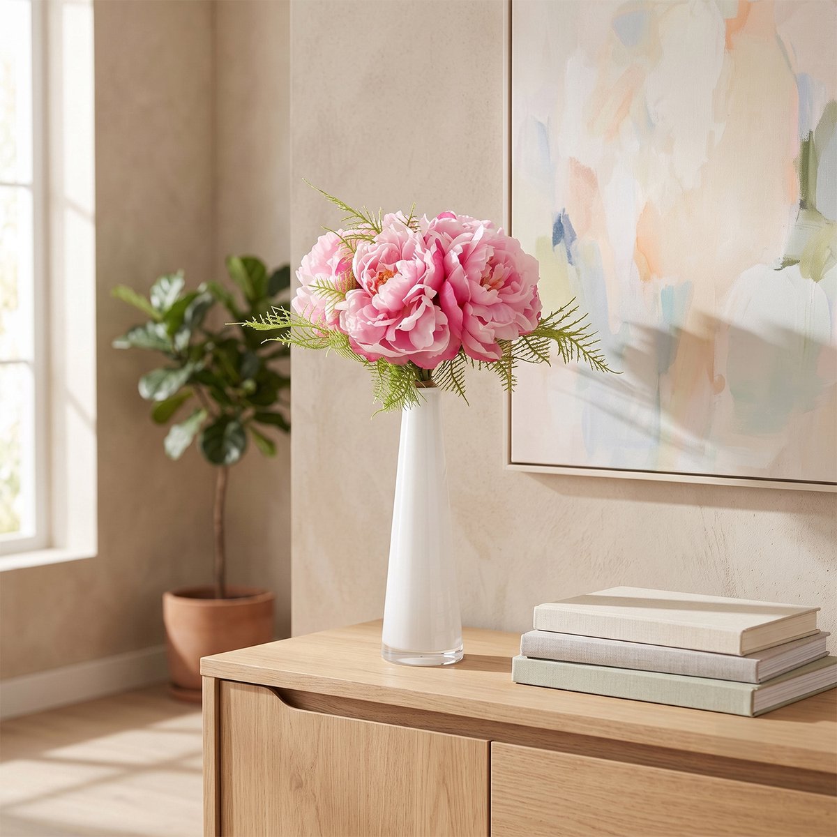 Kunst pioenrozen boeket Nomi Marbella Roze 40cm