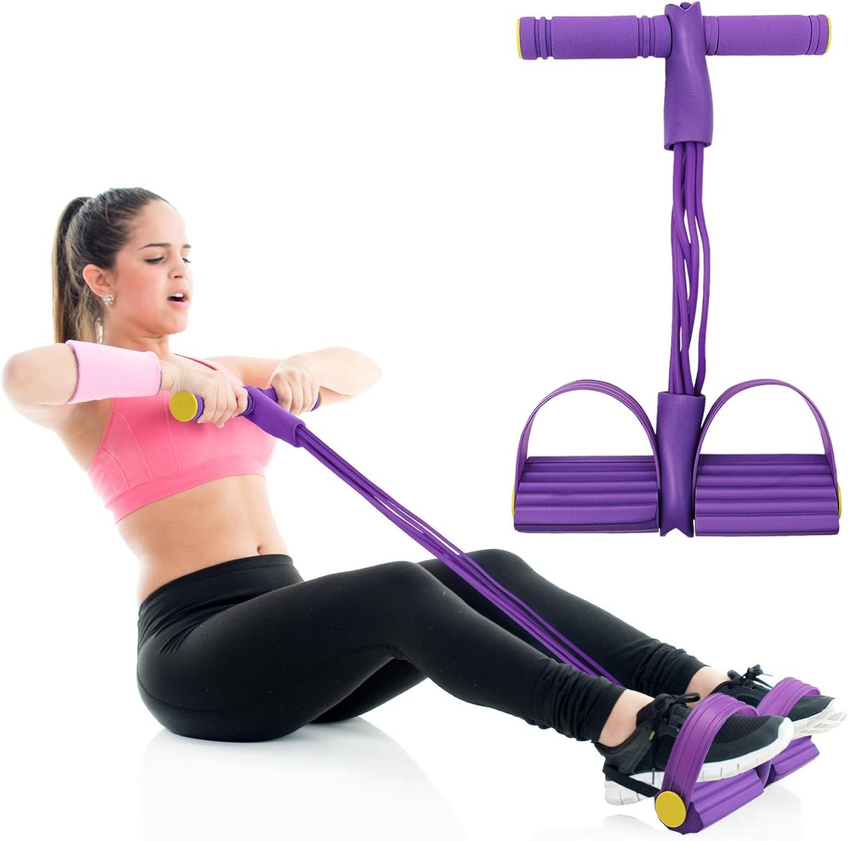 SnelShoppen - Multifunctioneel Spantouw, 6-Buizen Pedaalweerstandsband voor Elastische Trek-Yoga, Ideaal voor Buik, Taille, Armen en Benen, Afslanktra