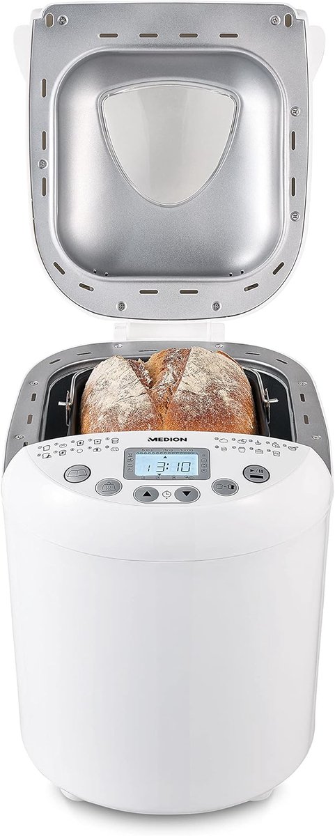 Broodbakmachine - 550 Watt - Tot 1000 g - 19 Bakprogramma's - 3 Bruiningsniveaus - Warmhoudfunctie - Tijdvoorkeuze - Automatische Broodbakmachine
