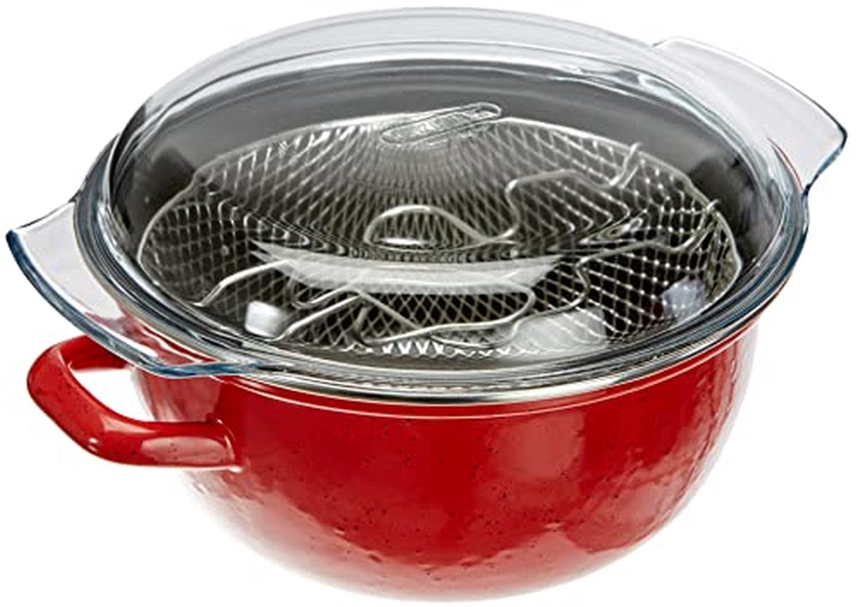 Frituurpan met mandje - Diepe pan - Lekker koken - Antiaanbaklaag - 24 cm - Zwart