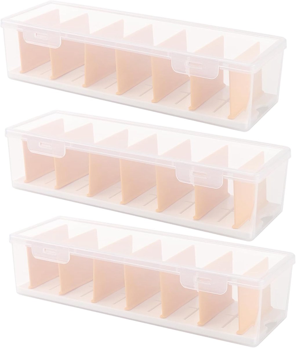 3 Pack Cable Storage Boxes with Compartments, 30 x 10 x 7 cm, Transparent Cable Management Box, Charging Cable, Office - ShopVlot