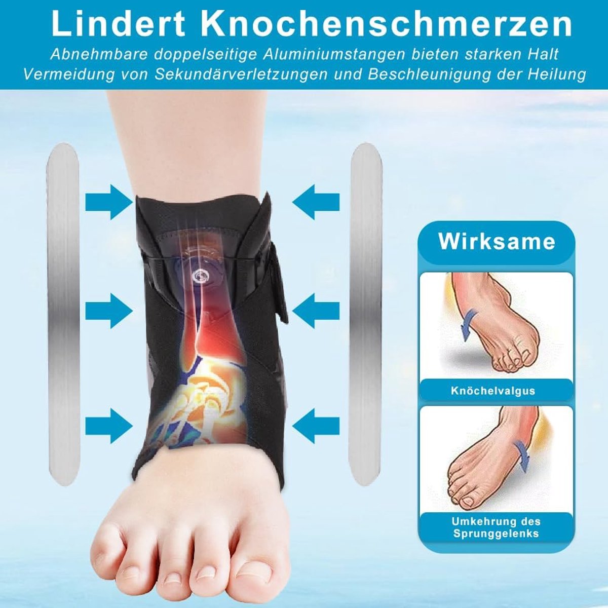 Enkelbrace - Voetondersteuning - Pijnverlichting - Draaibare sluiting - Maat M - Zwart