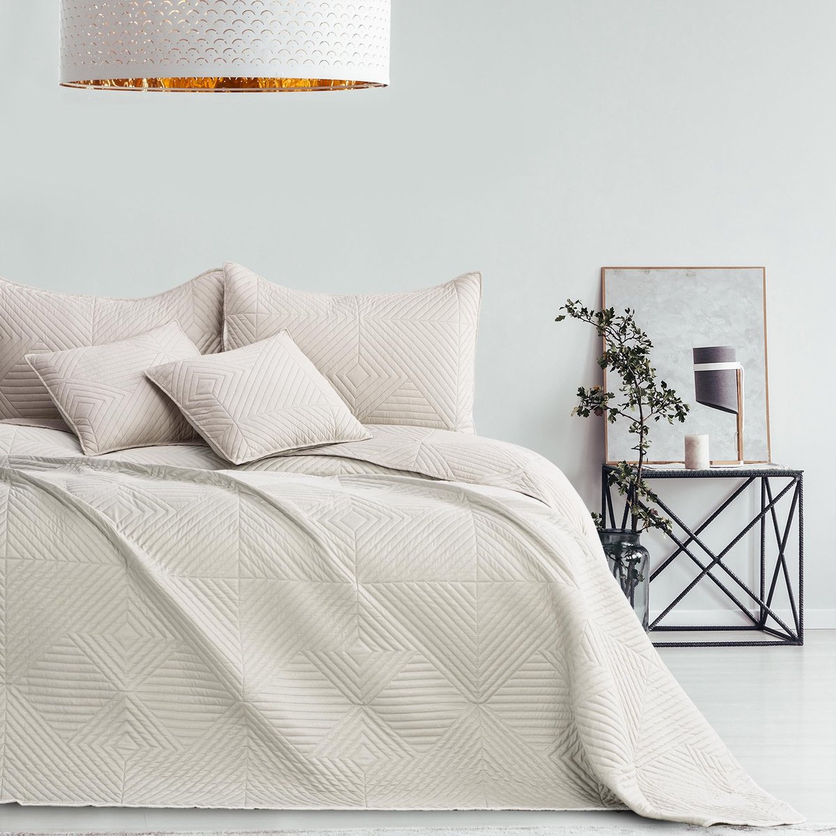 SnelShoppen - Bedsprei 200x220 cm Crème Lichtbeige Tweezijdig Softa | Ultrasoon Stiksel Polyester | Luxe Dekbedovertrek voor Slaapkamer, Woonkamer, Fe