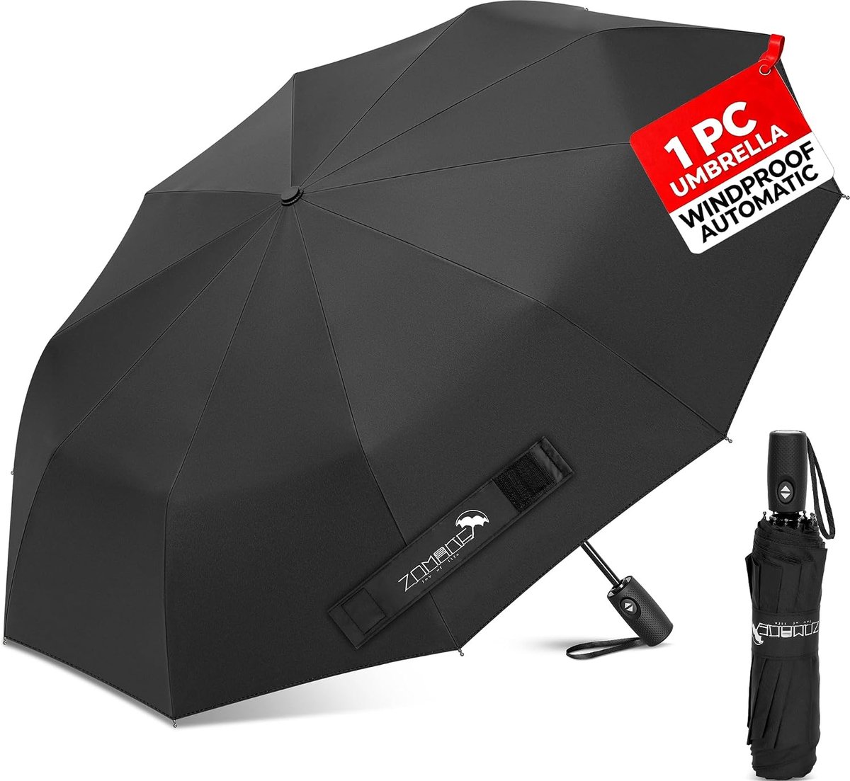 SnelShoppen - Regenschirm Automatisch Klein en Licht, Windbestendig Taschenschirm met 10 Rippen, Compact Klapbaar voor Reizen, Ideaal voor Mannen, Vro