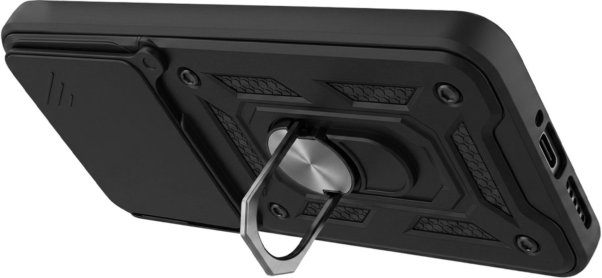 Mayaxess, Hoesje geschikt voor Xiaomi 17T Pro met Schuifbare Camera-afdekking en Magnetische Ring, Zwart