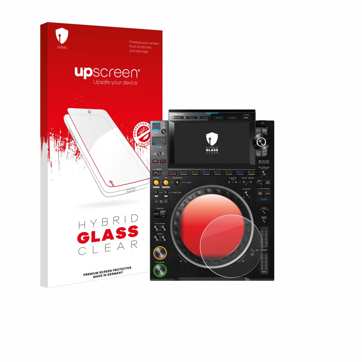 upscreen - Screenprotector voor Pioneer CDJ 3000 (Cirkel) - Folie Beschermfolie Beschermglas transparant