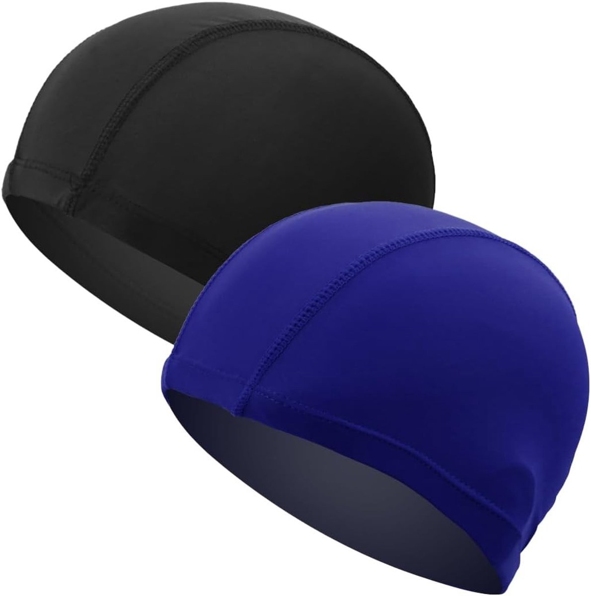 Unisex Zwemcaps 2-Piece Set - Zwart en Blauw - Nylon - Voor Volwassenen en Kinderen - UV Bescherming en Comfort