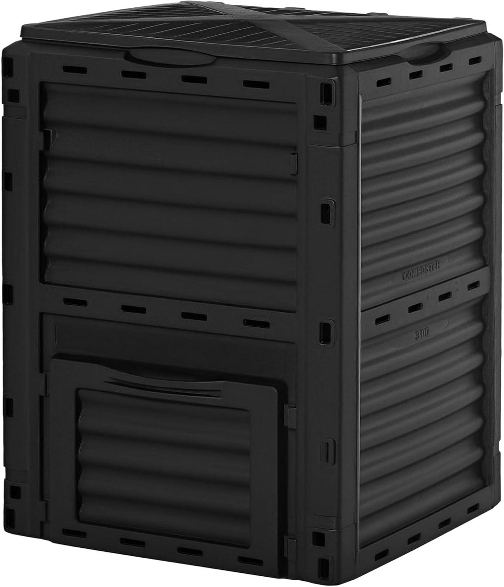 Compostbak Tuin - Afvalbak - Afval Verwerken - Efficiënte Ventilatie - 300 Liter - Zwart