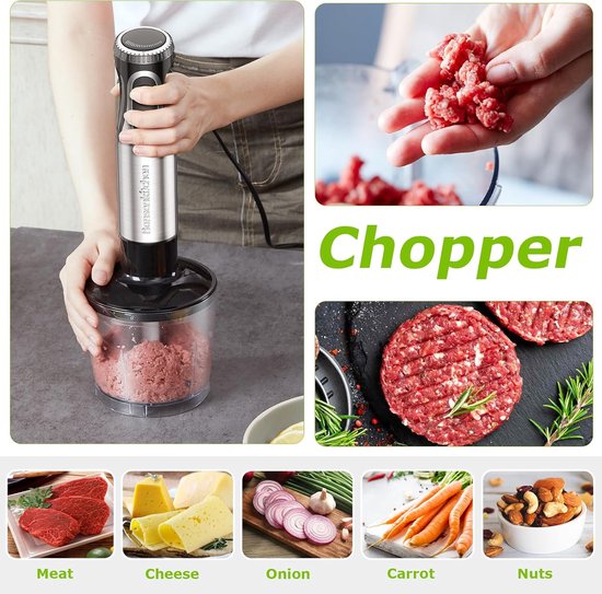 Staafmixer Set - Keukenmixer Handmixer - Maaltijden Bereiden - 1000W Krachtige Motor - 4-in-1 Accessoires - Zwart — afbeelding 3
