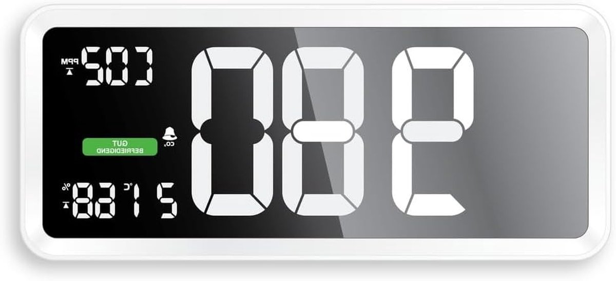 Luchtkwaliteitsmeter - CO2 meter - Binnenklimaat meten - Grafische adviezen - 5000 ppm - Wit