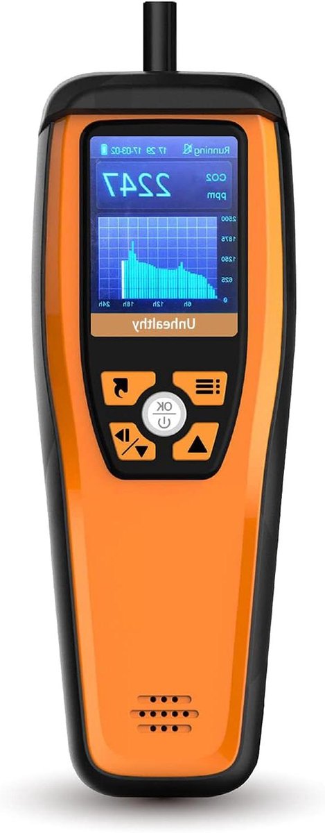 Luchtkwaliteitsmeter CO2 - CO2 meter - Binnenlucht Meten - Meerdere Sensoren - 900 Gram - Grijs