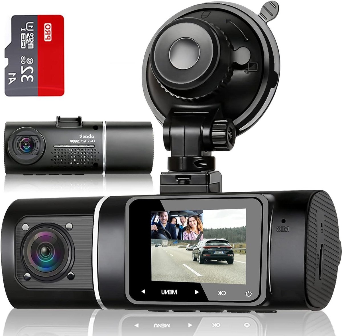Auto Camera - Rijrecorder - Veiligheid Onderweg - Dubbele 1080P Opname - 310 Graden - Zwart
