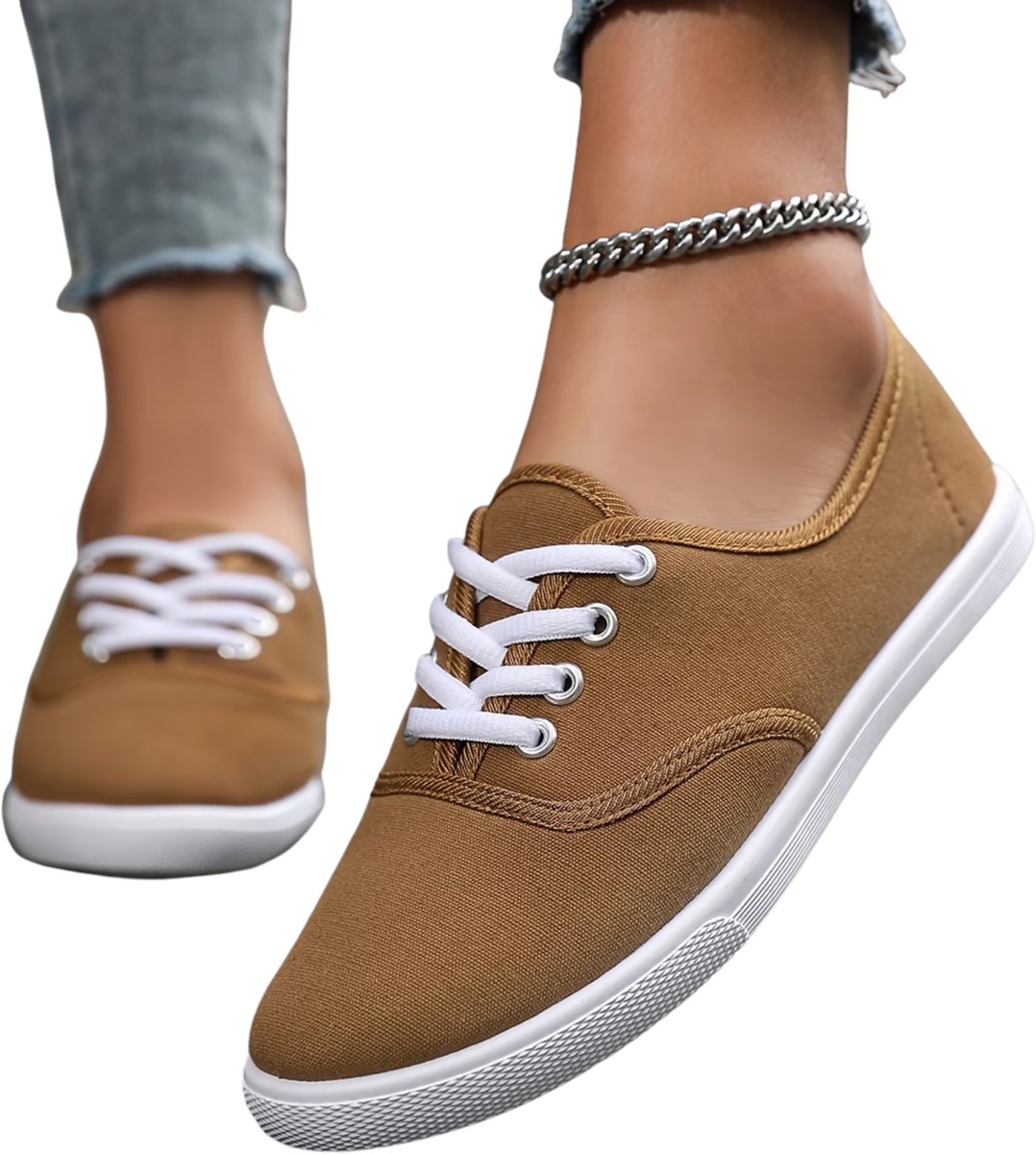 Currero Schoenen Dames Sneakers Comfortabel Slippers Casual Volwassenen 42.5 Lichtbruin