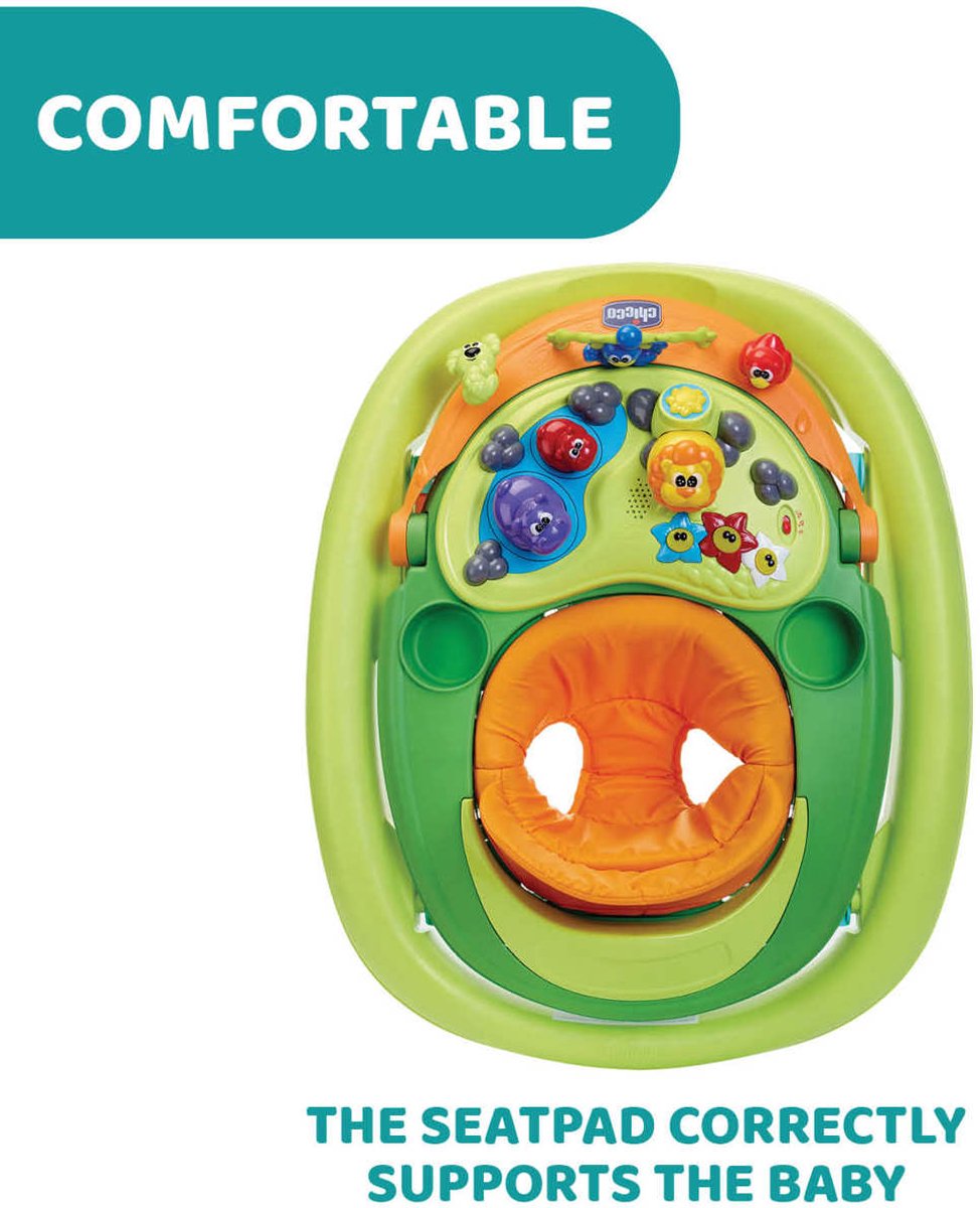 Chicco Walky Talky Loopstoeltje - Baby Walker met 3D-Speelboog & Elektronisch Speelbord - In Hoogte Verstelbaar (3 Standen) - Compact Opvouwbaar - Veilig met 6 Stoppers - Groen (6-12M) – foto 3
