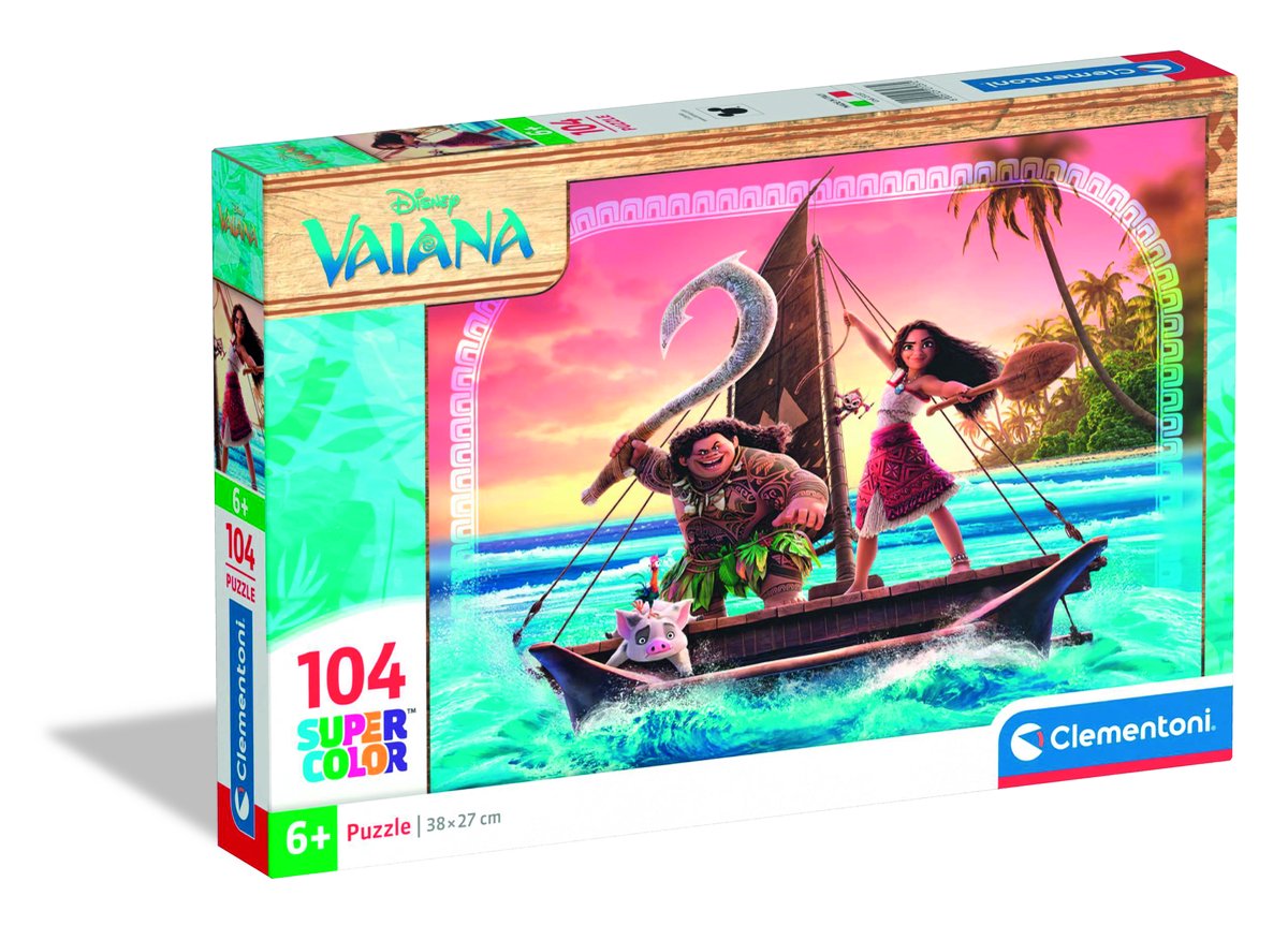 Clementoni Disney Vaiana 2 Legpuzzel 104 Stukjes - Super Kinderpuzzel - Educatief Speelgoed - Puzzel voor Kinderen, Meisjes en Jongens vanaf 6 Jaar