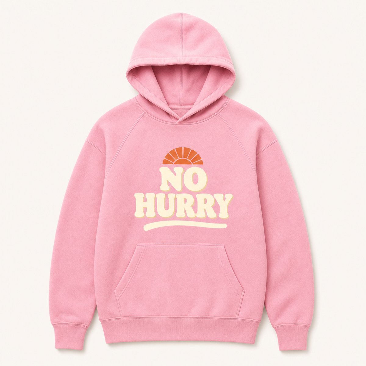 Trui Dames - Hoodie Dames - Roze - Sweatshirt met Capuchon - No Hurry Print - Maat L
