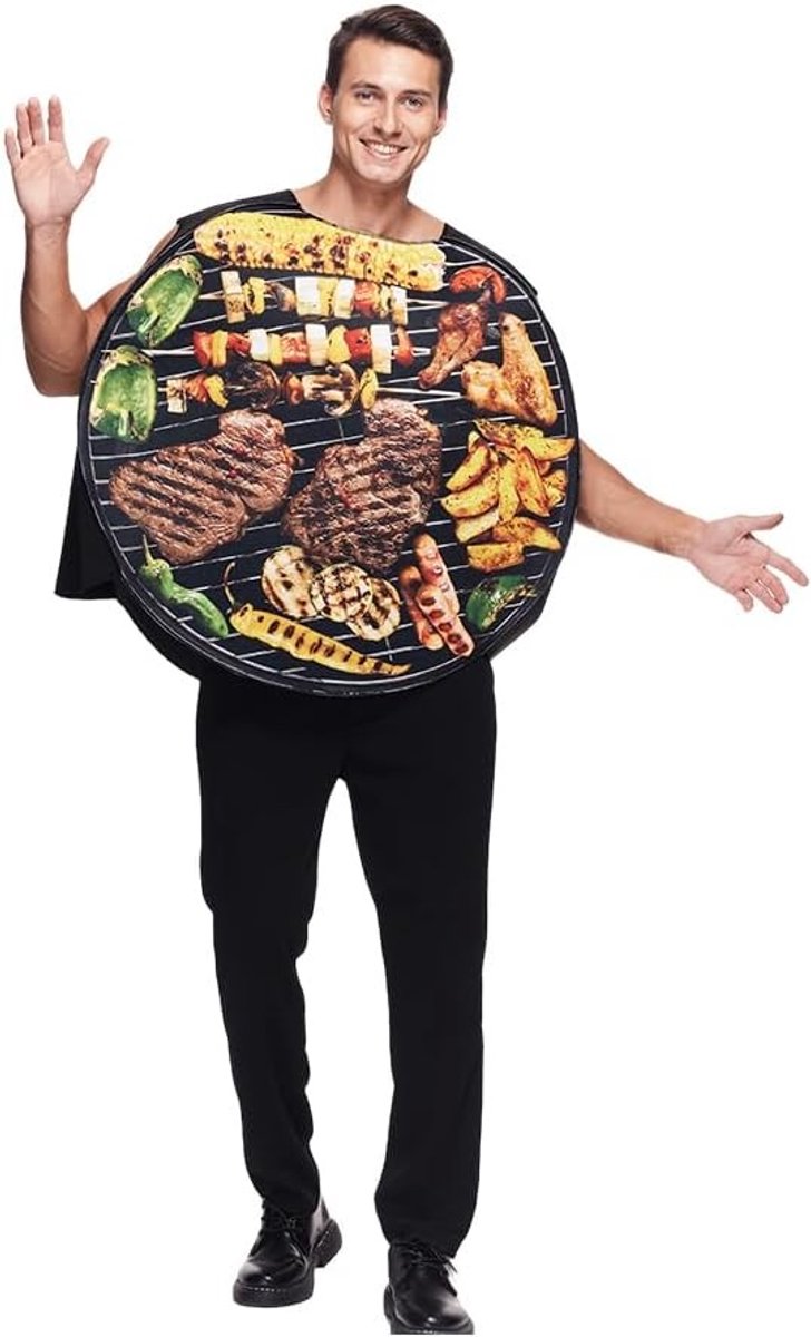 Grappig vlees kostuum voor volwassenen voor barbecue feesten en Halloween vieringen met vrienden