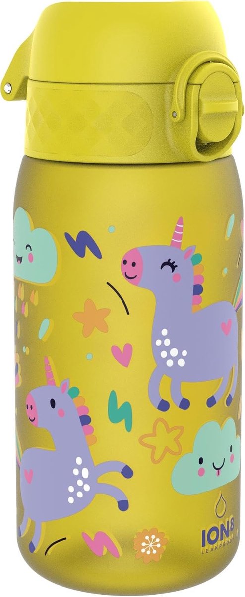 SnelShoppen - Lekvrije Drinkfles voor Kinderen 350 ml, Handige Opening met Eén Hand, Veilige Vergrendeling, Vaatwasmachinebestendig, BPA-vrij, Draaggr