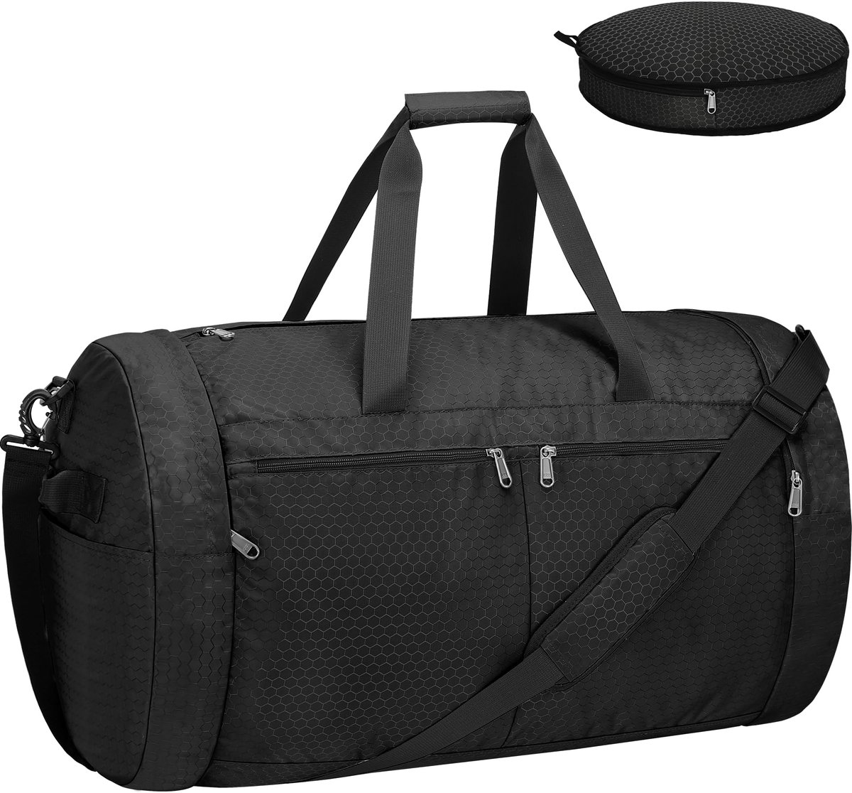 SnelShoppen - 80L Reistas Zwart - Ruime Reis- en Sporttas - Stevig Polyester - Ideaal voor Vakantie, Weekendjes Weg, Camping en Sport - Veelzijdige Op