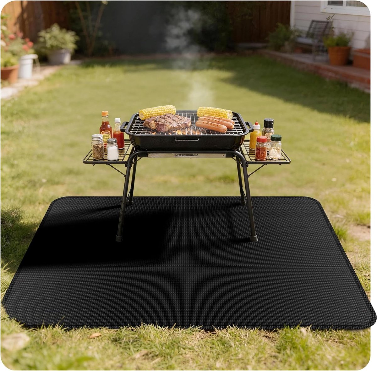 SnelShoppen - Fireproof BBQ Pad 150x100cm - Vlamdovend, Bescherming, Anti-vlek, Voor Tuin, Balkon, Camping, Grill, Vuurkorf