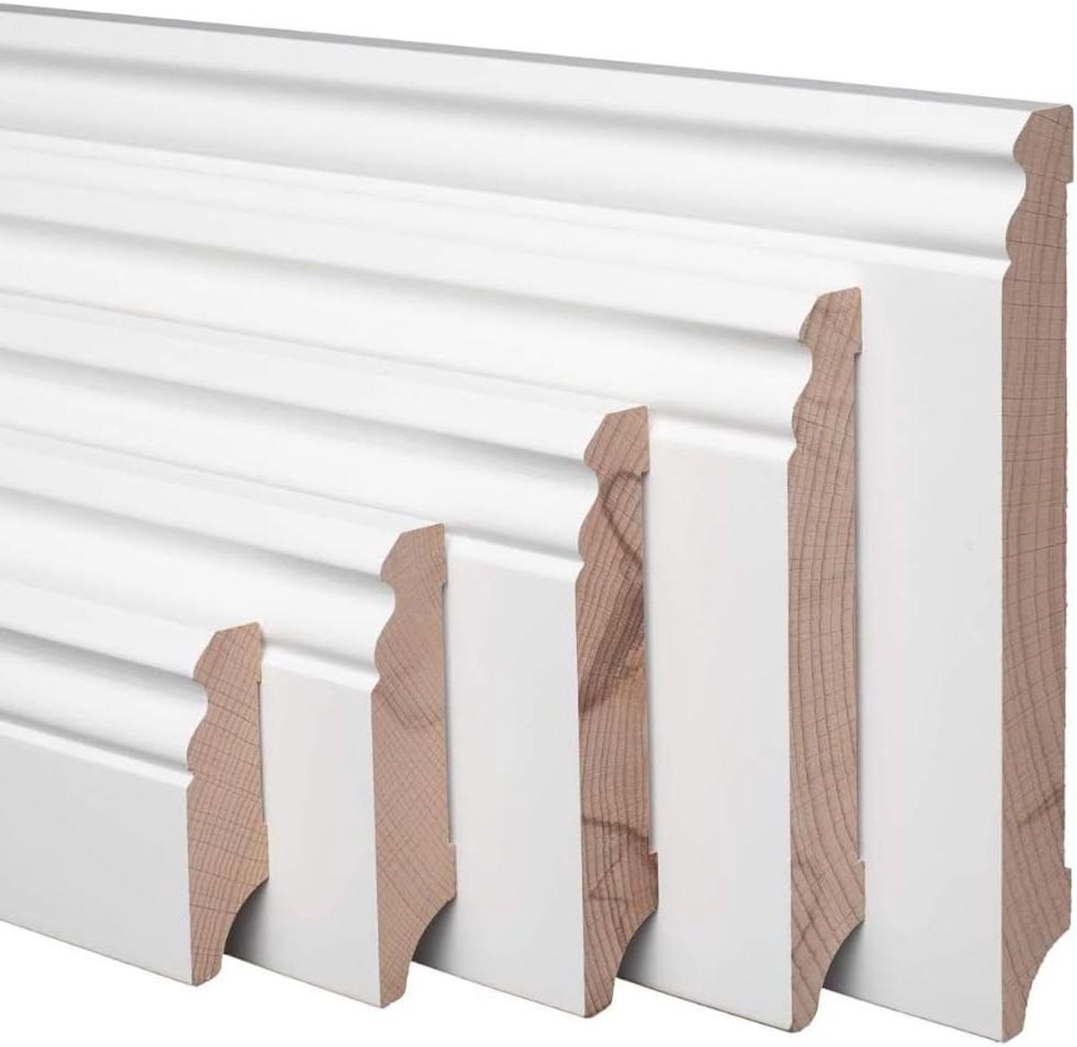 Houten Plint - Profiel Lijst - Woonruimte Afwerking - Massief Beukenhout - 60 mm Hoog - Wit