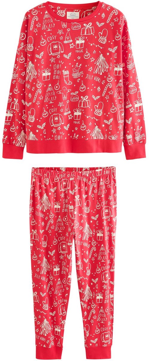 Next Dames - Matching Family petite kerstpyjama met lange mouwen - Petite - Rood Red Jolly Vibes