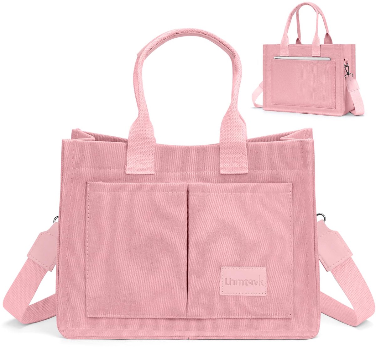 SnelShoppen - Jcocylse Canvas Boodschappentas Roze - Herbruikbare Schoudertas voor Winkel, Strand en Dagelijkse Boodschappen - Duurzaam en Ruim - 100%