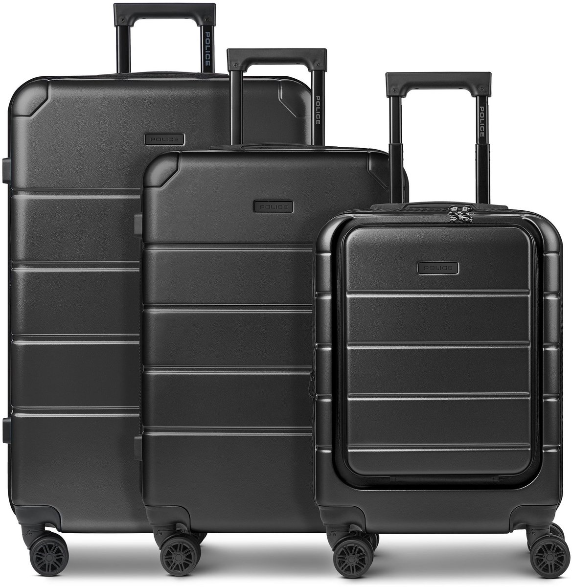 Police Dublin 4 wielen Kofferset 3-delig met uitbreidingsplooi - Harde bagage - Combinatieslot - black