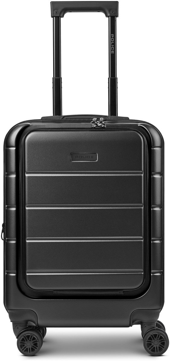 Police Dublin 4 wielen Cabinewagen S 54 cm Laptopvak met uitbreidingsplooi - Harde bagage - Combinatieslot - black