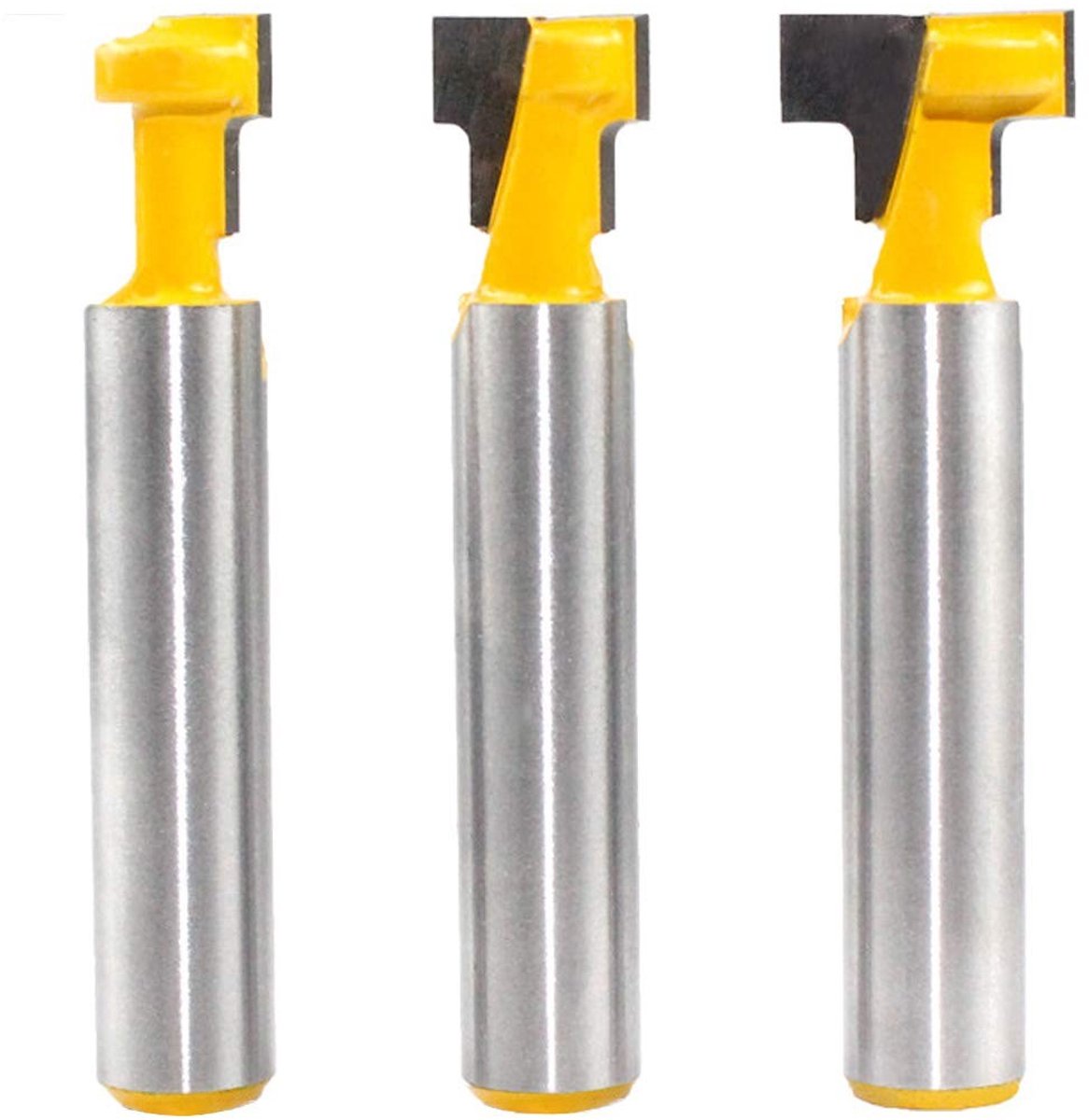 T-Nut Freesbit Set voor Houtbewerking - 3-delige Set met 8mm Schacht en T-groef Frees voor Precisie en Efficiëntie
