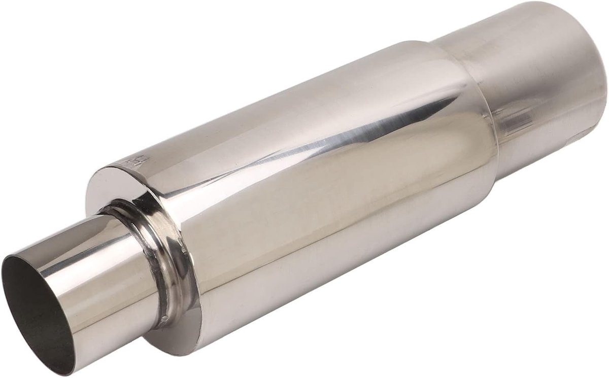 Universele RVS Uitlaatdemper Resonator voor Auto, 2.5 Inch Inlaat en 3.5 Inch Uitlaat, Geluiddemping en Prestaties Verbeteren
