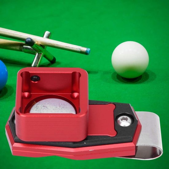 Billiard Cue Chalk Houder Snooker Accessoire Draagbaar Aluminium Pool Cue Krijt Houder met Clips (Rood) - Kwalitatieve Hulpmiddel voor Billiard en Snooker Spelletjes van Merkloos — afbeelding 3