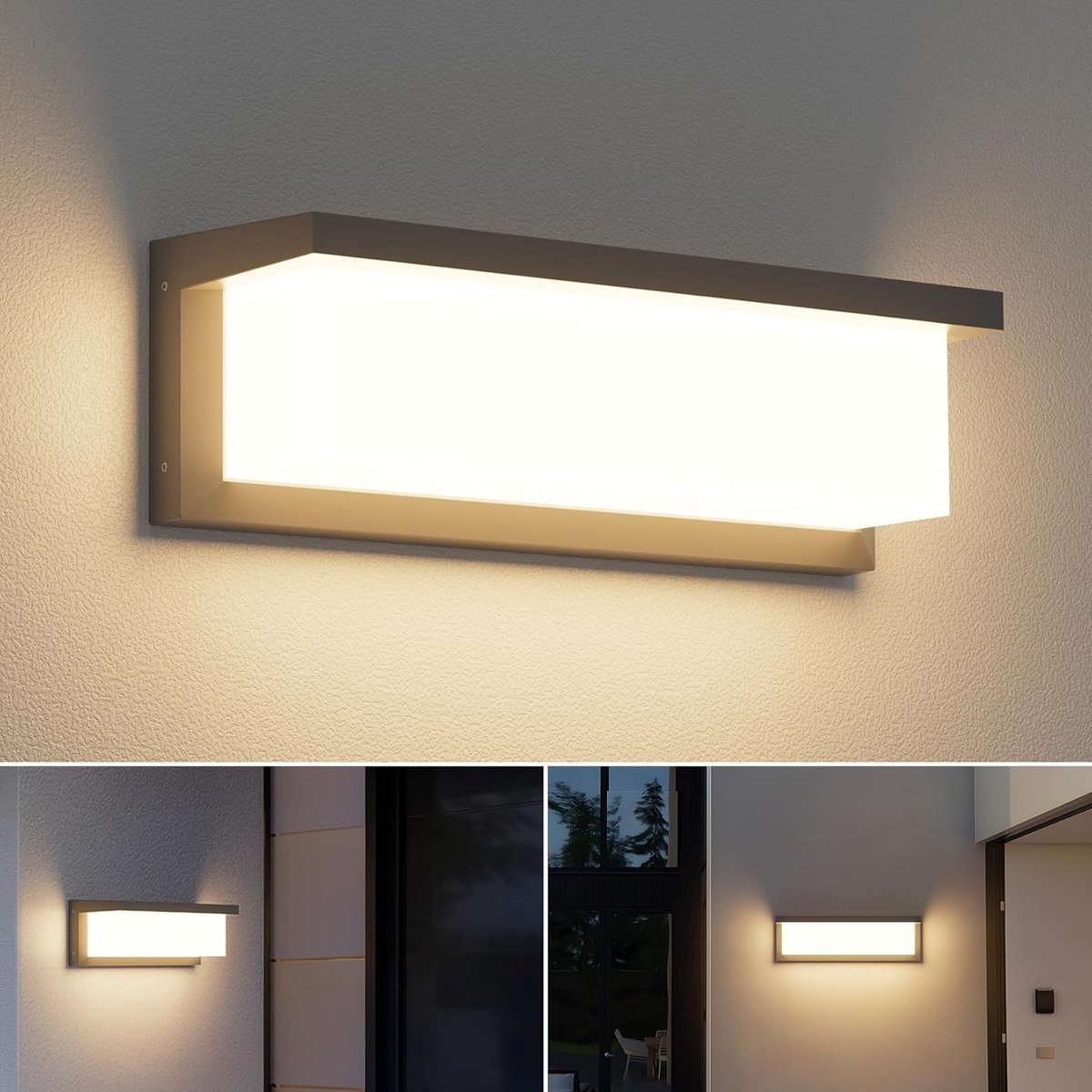 36 W LED Outdoor Wall Light, Anthracite, 3000 K - IP65 Waterproof 3500 lm Aluminium Wall Light for Indoor and Outdoor - ShopVlot