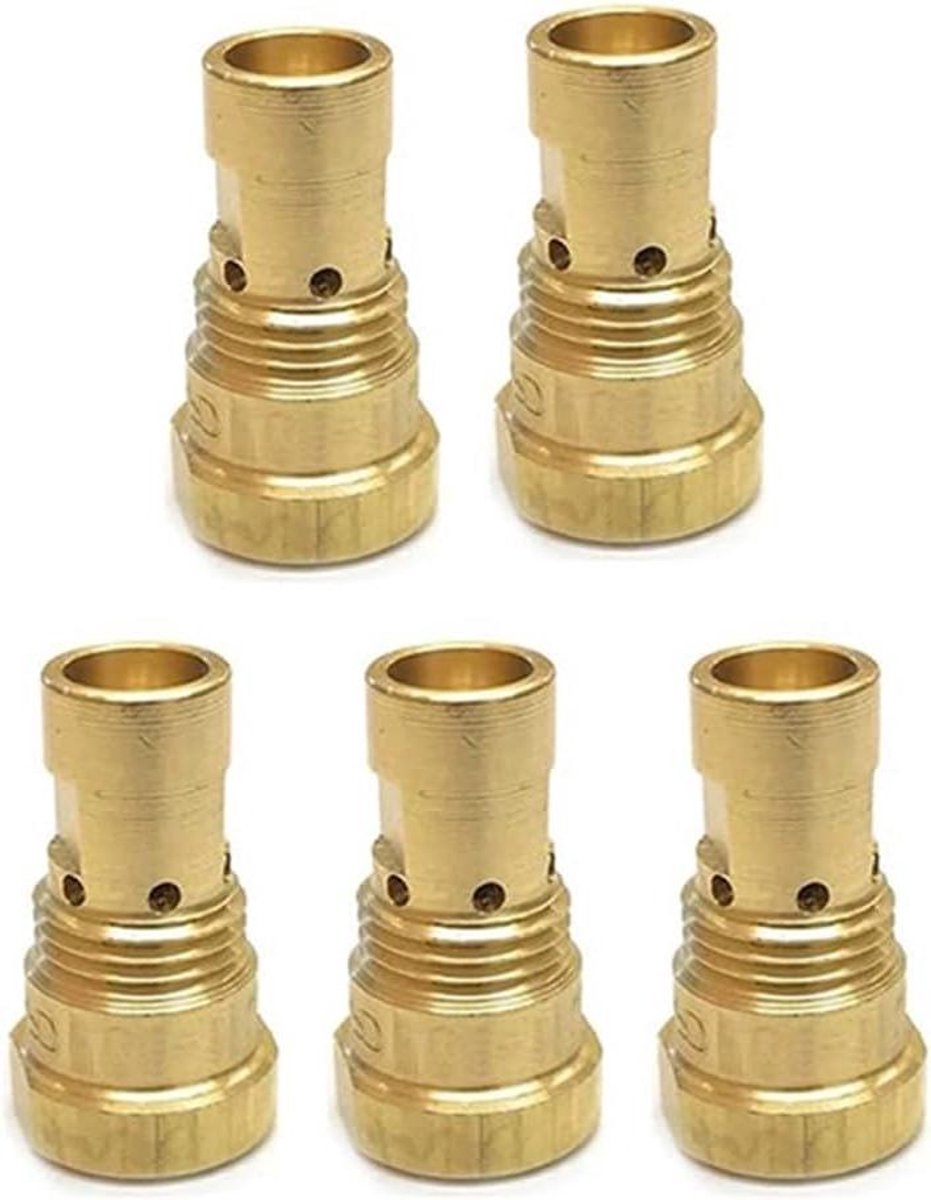 Lasmondstuk Set - MIG Accessoires - Precisie Lassen - Messing Constructie - 5 Stuks - Zilverkleurig