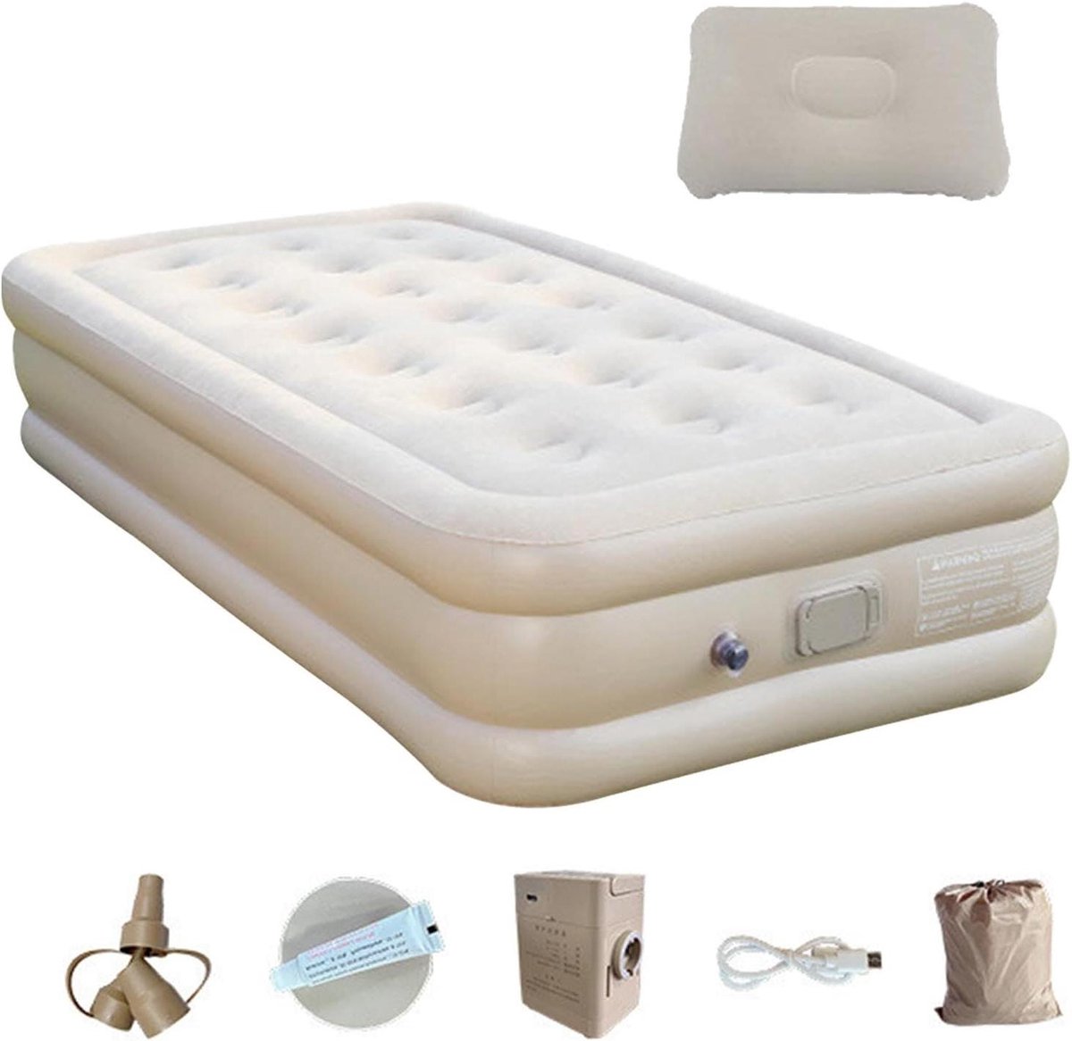 Kampeermatras - Slaapmat Luchtbed - Kamperen Buiten - Zelfopblazend met pomp - Niet gespecificeerd - Beige