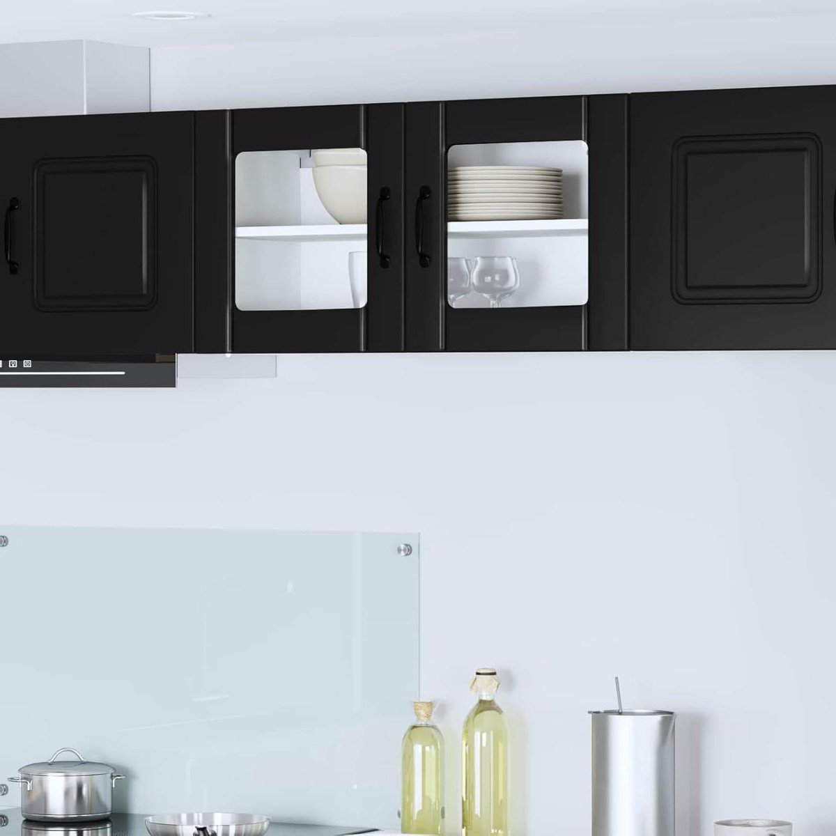 Keukenkast - Hangend opbergmeubel - Keuken organiseren - Modern minimalistisch frame - 80 x 31 x 40 cm - Zwart