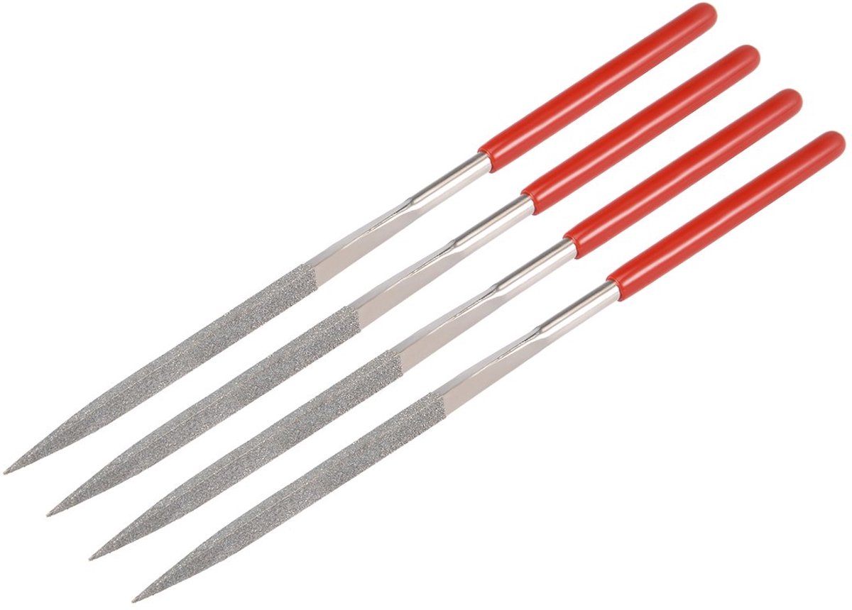 Diamant naald vijl 150 korrel 5 mm x 180 mm rood zilver DE