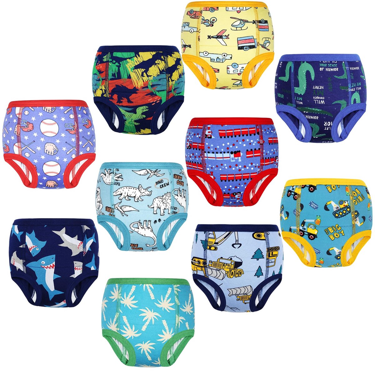 SnelShoppen - 10 Stuks Herbruikbare Babypotjes en Trainingsbroeken voor Meisjes en Jongens, Zindelijkheidstraining Ondergoed, Kleurvol en Leuk, Geschi