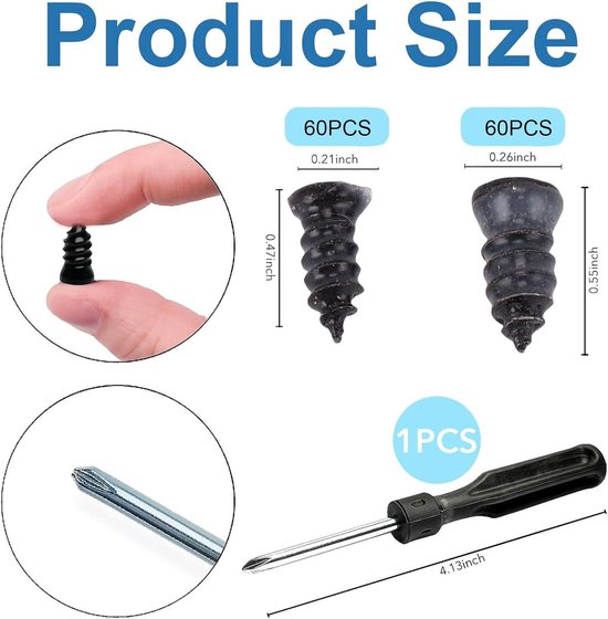 Bandenreparatieset - Bandenpluggen Kit - Lekkende Banden Repareren - Duurzaam Rubber Materiaal - 120 Stuks - Zwart — afbeelding 3