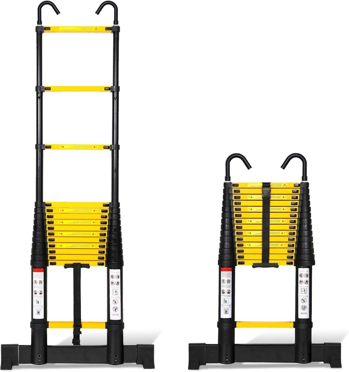 Telescopische Ladder - Inklapbare Steiger - Huis en Tuin - Veiligheidsvergrendeling - 4.4 Meter - Zwart Geel