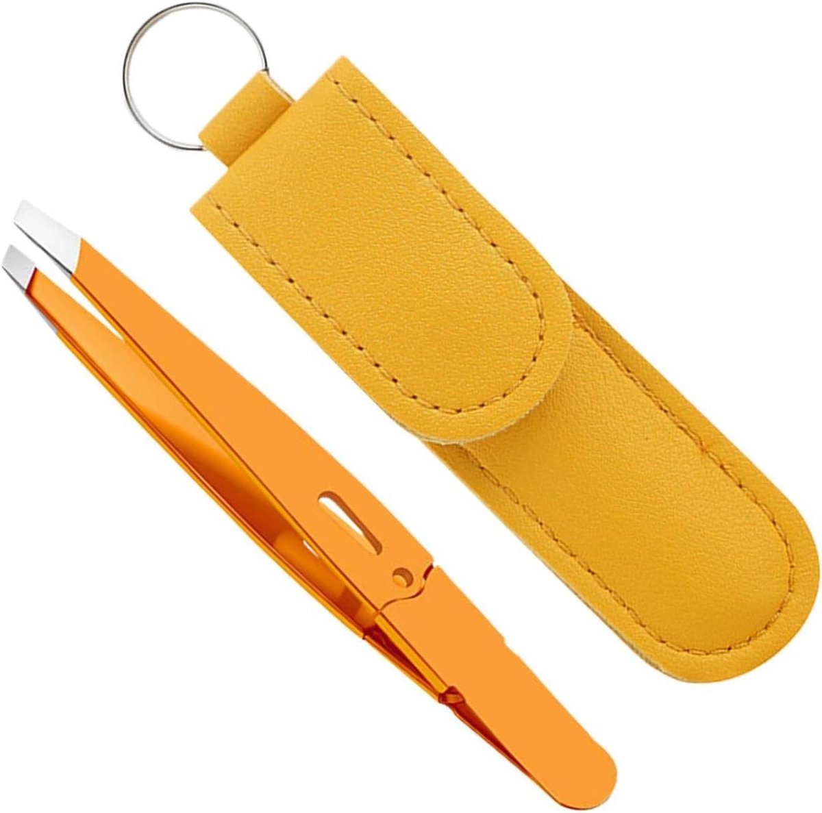 Wenkbrauwpincet - Ontharingsgereedschap - Precisie Verzorging - Schuine Precisiepunt - 9.4 cm - Oranje