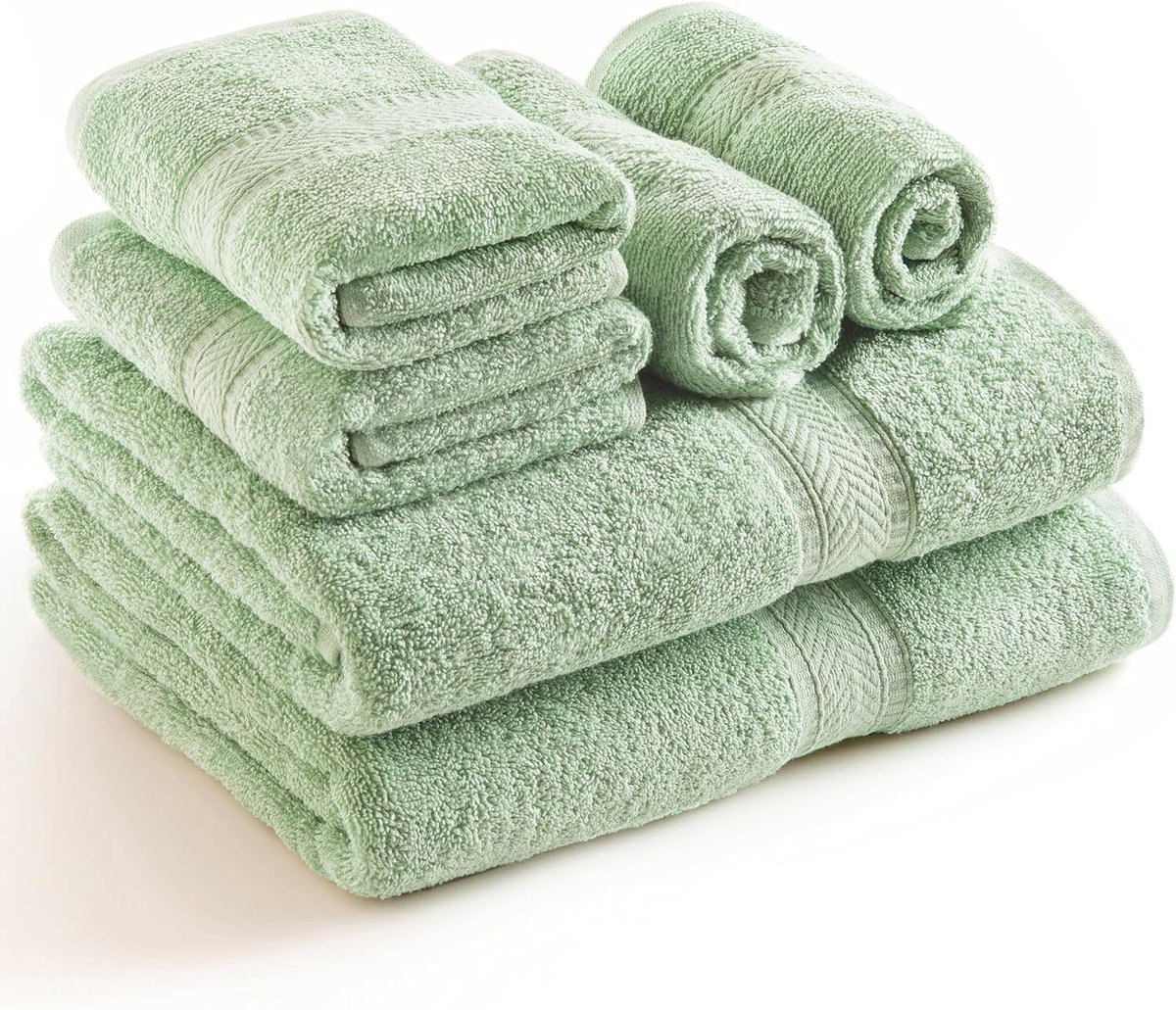 SnelShoppen - Sweet Needle 6-delige handdoekenset: 2 badhanddoeken, 2 handdoeken, 2 washandjes, zacht katoen, sneldrogend, zeer absorberend, licht sal