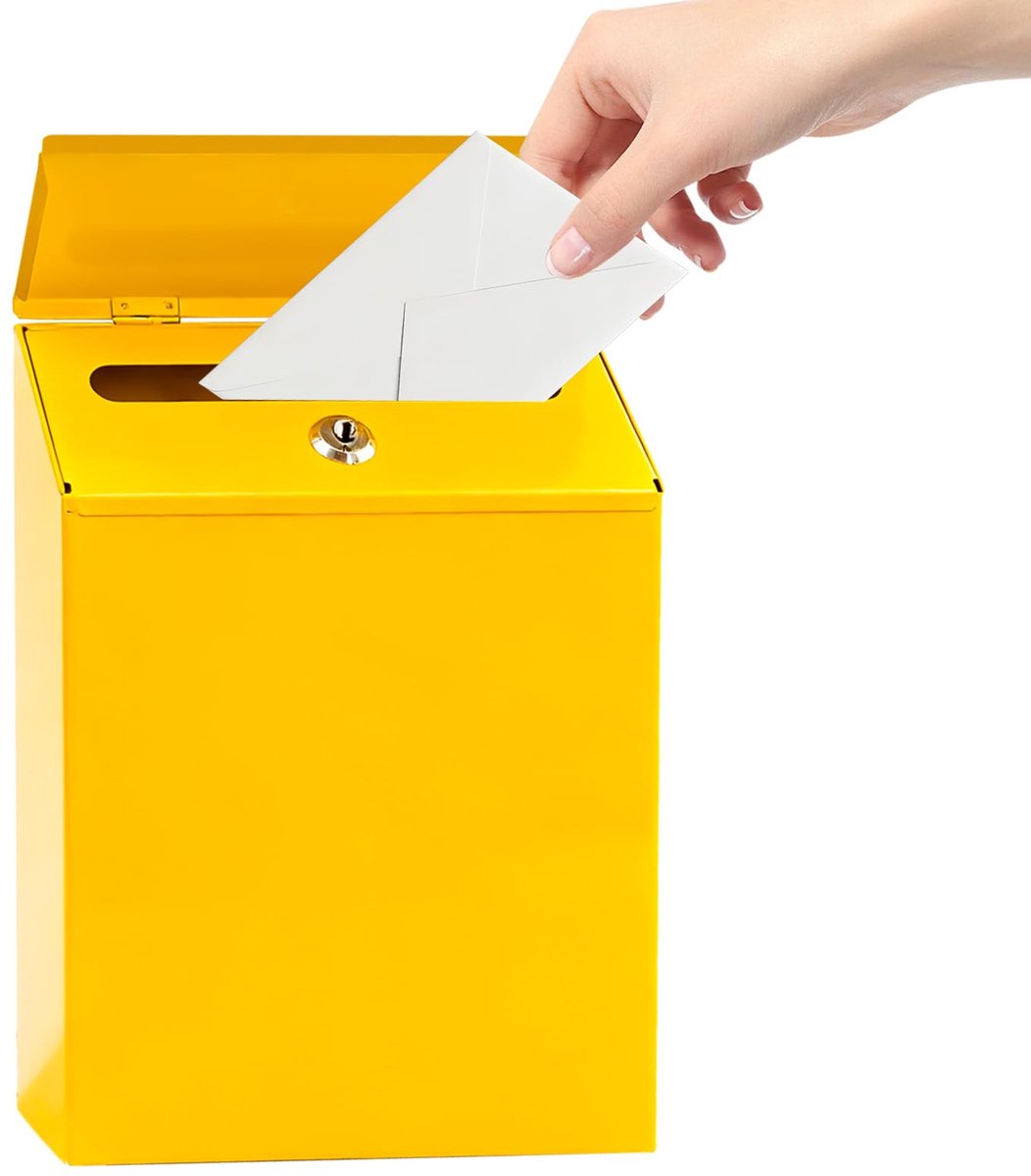 SnelShoppen - Metaal Postbus 22 x 6,5 x 29 cm met Sluiting, Kleine Decoratieve Brievenbus met Sleutels, Ijzeren Kunst, Briefbus voor Thuis, Kantoor, T
