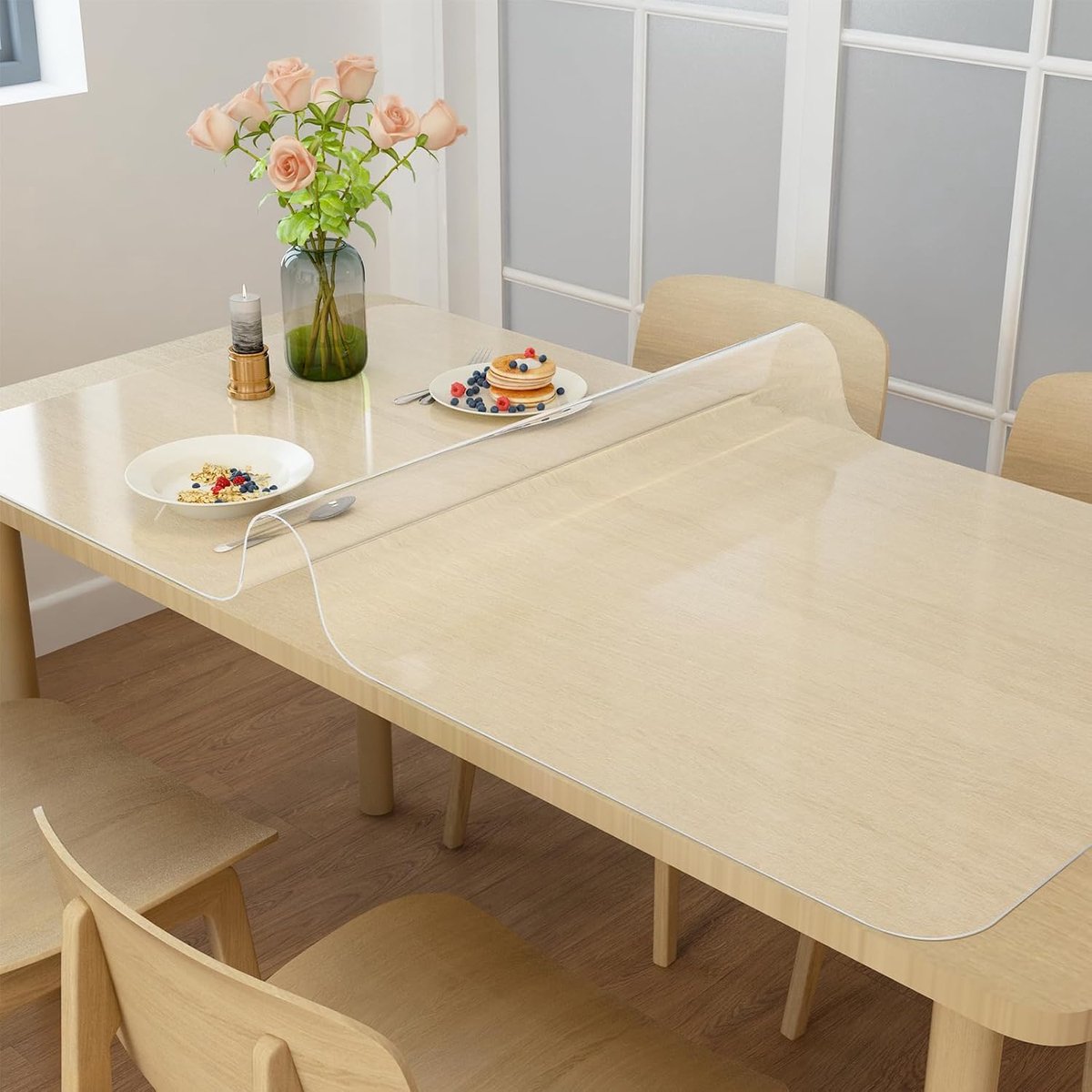SnelShoppen - Grote Transparante Bureauonderlegger 120 x 60 cm - Doorzichtige Bureaumat met Antislip Ronde Randen voor Kantoor en Thuisgebruik