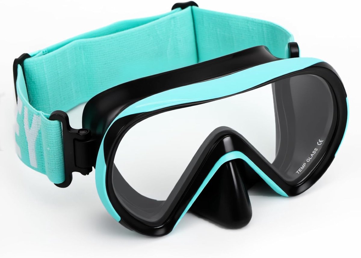 SnelShoppen - Duikbril Kinderen met Stoffen Band, Anti-Lek Snorkelmasker 180° Panorama HD, Anti-condens, Elastische Band, Duikmasker voor 4-16 Jaar, I